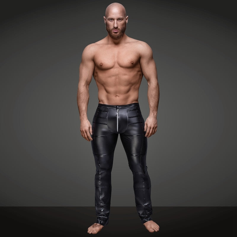 Men Faux Latex Leggings Stretch Wet Look Skinny Pants Trousers Stage Club  Sexy | eBay